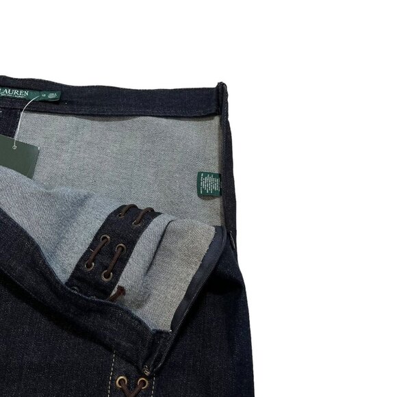 Lauren Ralph Lauren NWT Women's Blue Lace Up Denim Pencil Skirt Size 12 - Picture 7 of 11